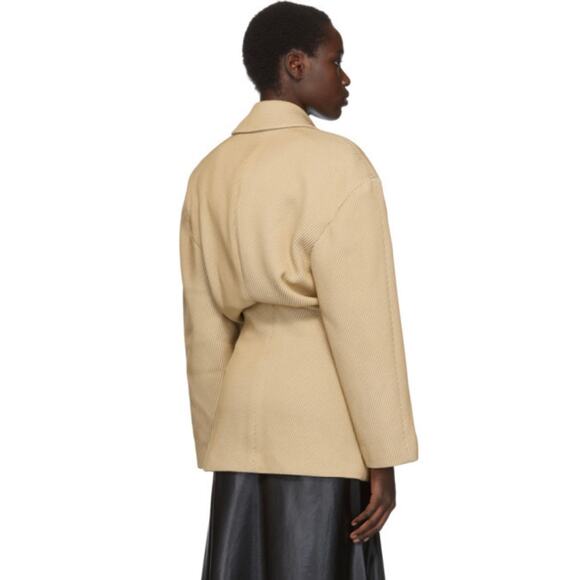 Acne Studios Beige Jumbo Twill Onesta Blazer Structured Ribbed 38 Wool 6 - Picture 4 of 12